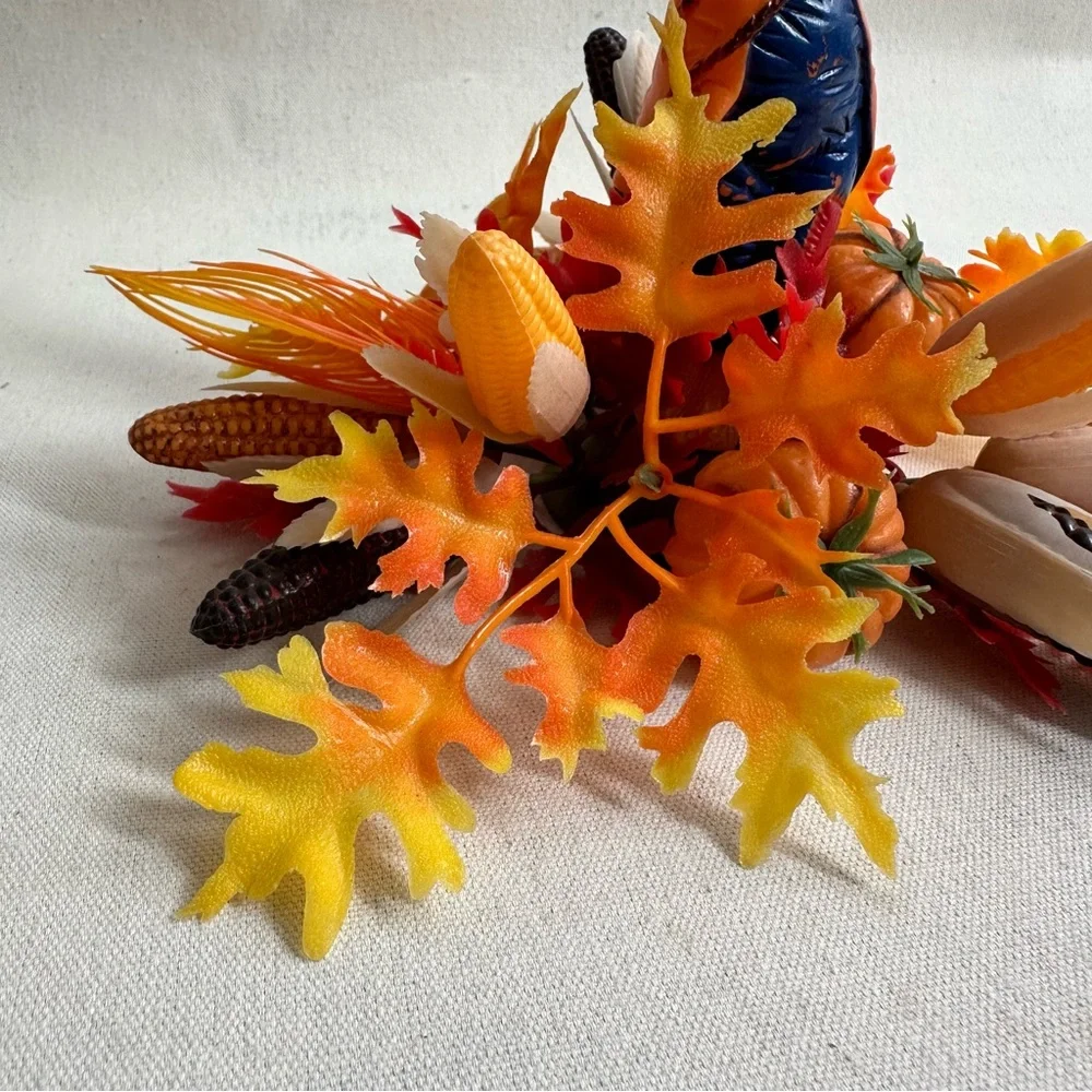 Vintage 1970s Florabelle Flowers scarecrow Fall foliage table centerpiece